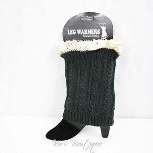 Cable Knit Gray Boot Cuffs Leg Ankle‎ Warmers Lace Trim Women's One Size